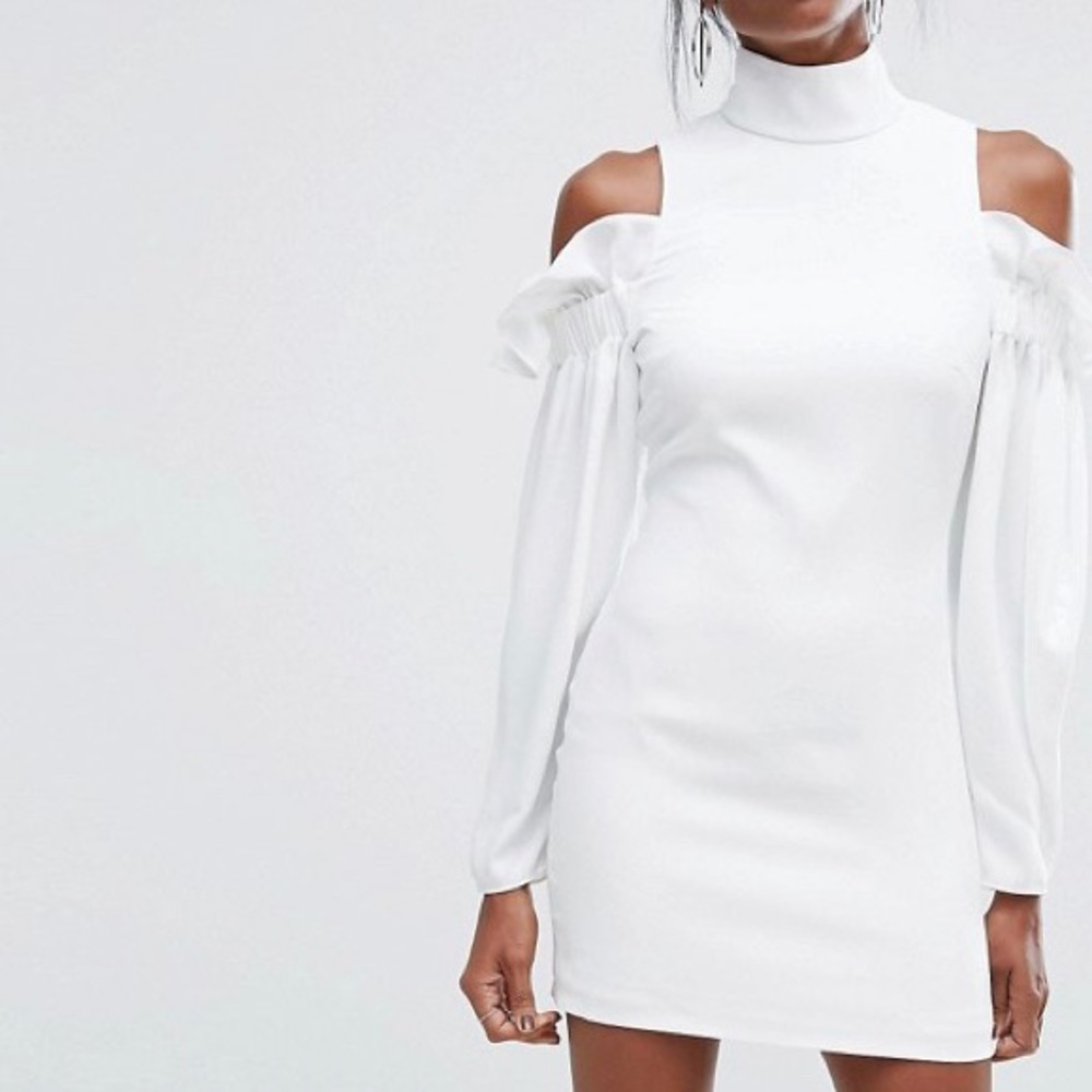 AQ/AQ Mini Dress Frills & Cold Shoulder Detail